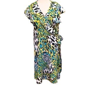 Madison Paige Animal Print Stretch Wrap Dress- Sz  XL